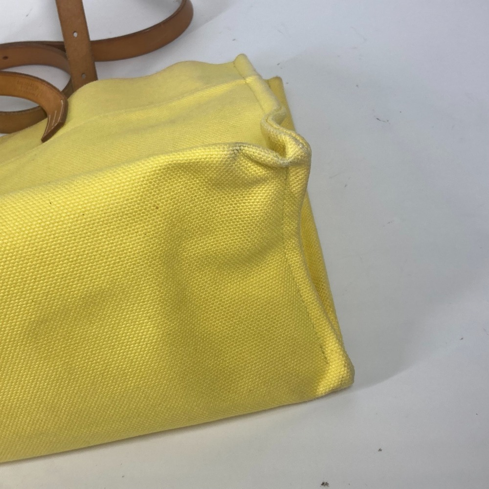 HERMES Etrivier Elan Tote Bag Shoulder Leather Canvas Women's Yellow D-241018-16 - Picture 13 of 13